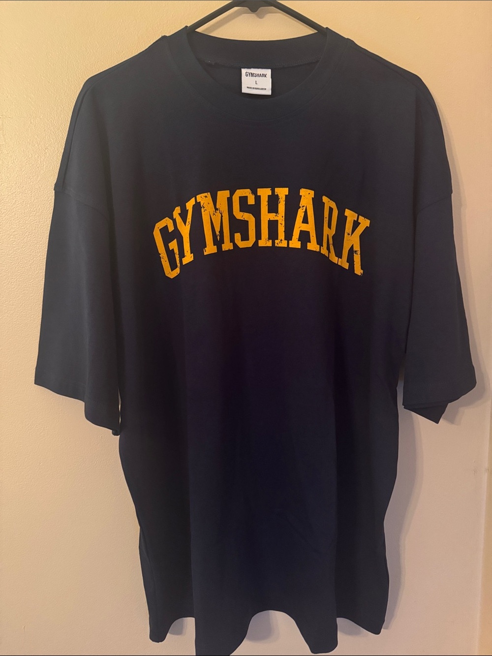Gymshark Collegiate Navy Short Sleeve Tee with Yellow Arch Logo